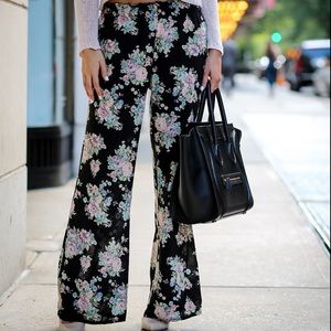 Brandy Melville Floral Smocked Waist Pants